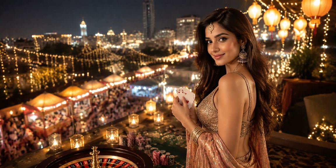 Player enjoying 1340 VIP benefits during nighttime market stroll in India